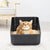 Open Litter Box,Durable High Side Sifting for Cats up to 8 Pounds(Black Small) - PETTII